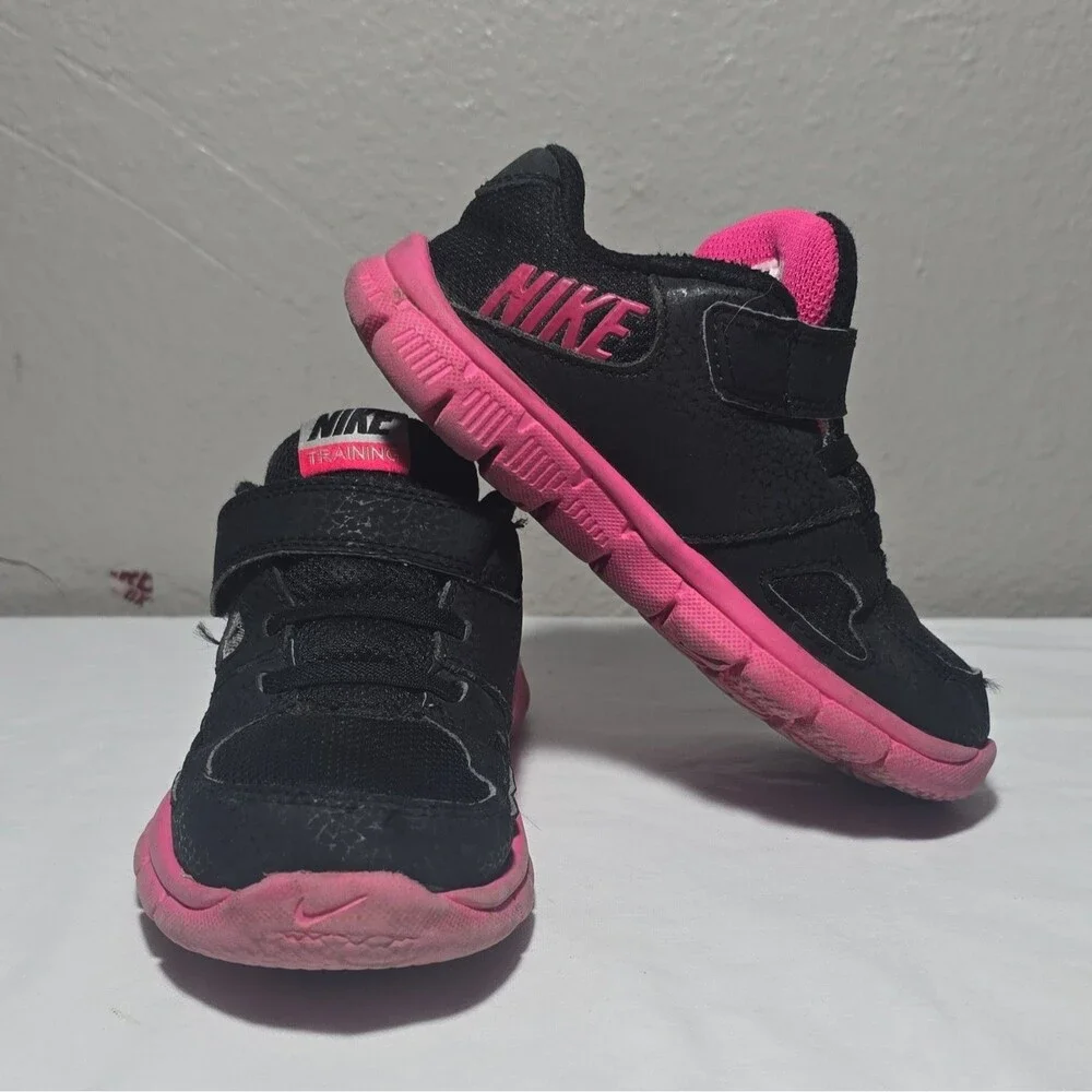 Nike Flex Supreme TR 2 Kids Toddler Black/Pink Sneakers US 9C